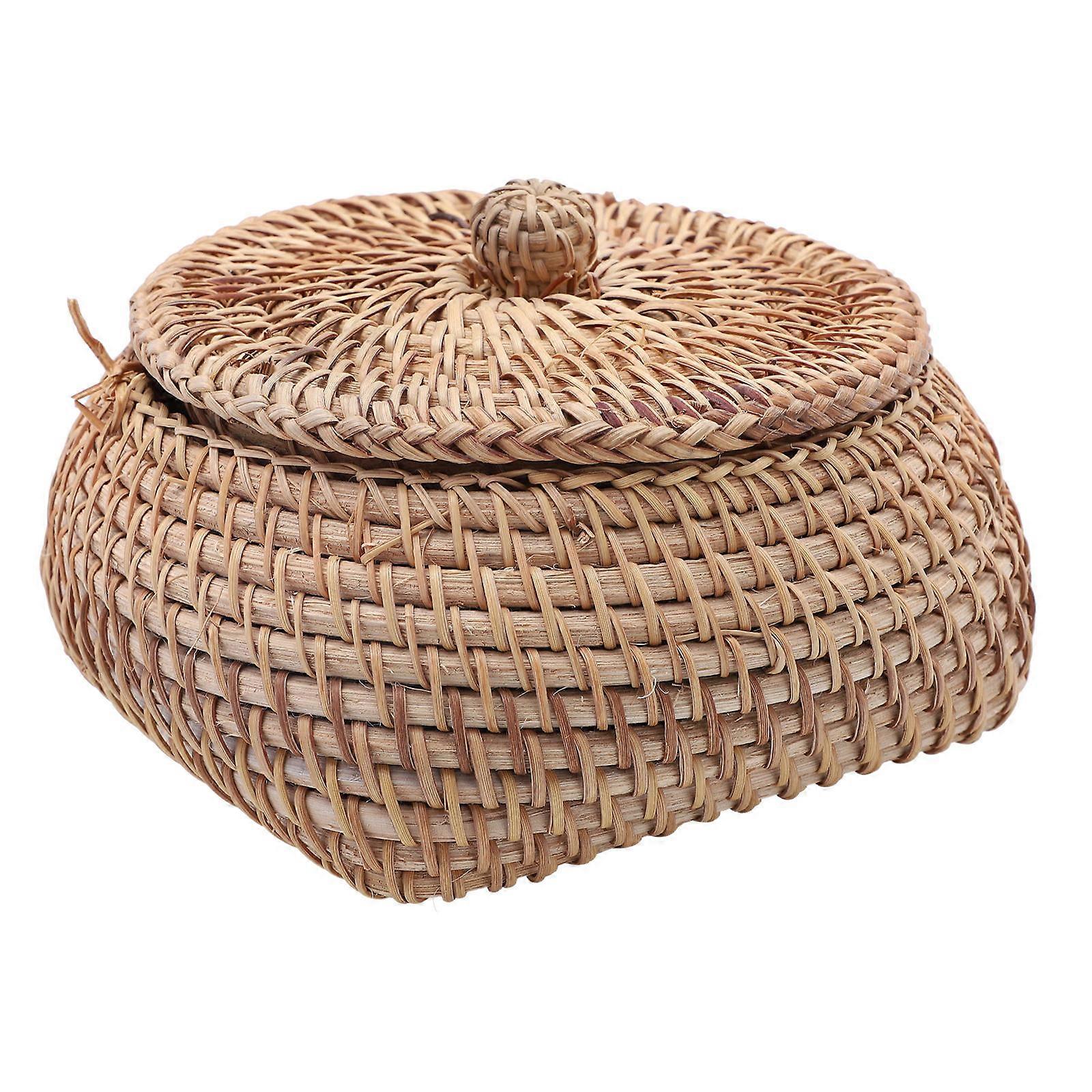 Multipurpose Rattan Woven Storage Basket for Toy and Sundries with Lid