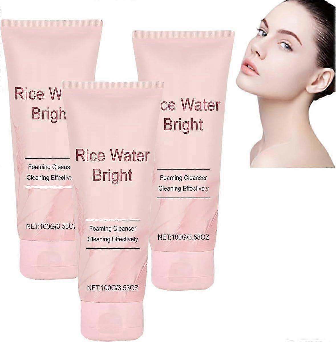 ライスウォーターブライフォーミングフェイシャルクレンザー、セラミド入り、保湿と保湿のための優しい洗顔料、メイクアップリムーバーライスウォーターブライトクレンジングフォーム