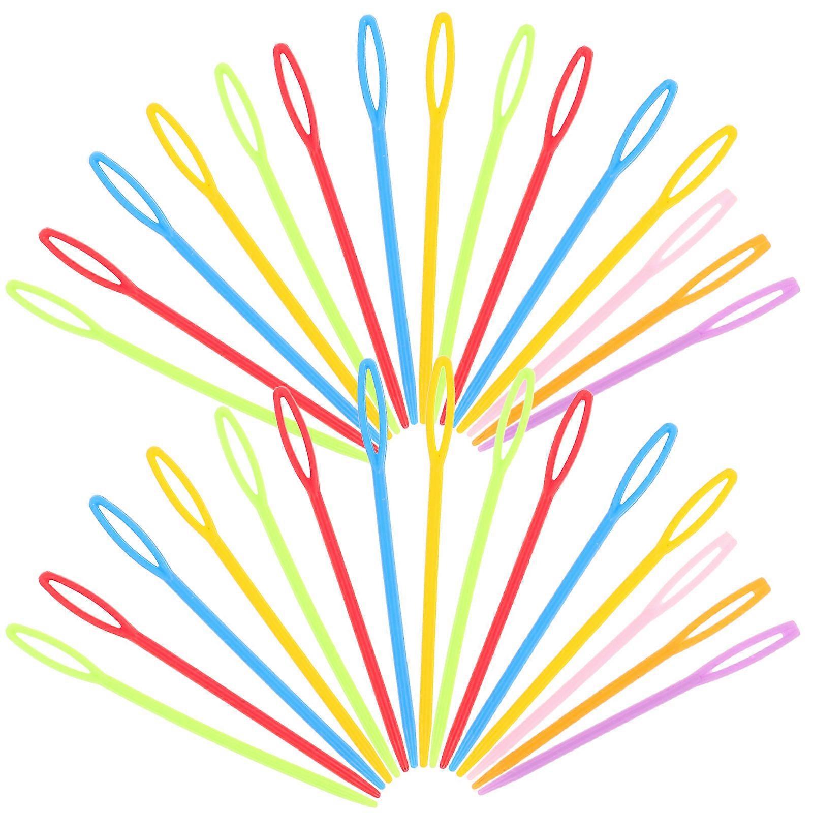 Large Eye Plastic Sewing Needles for Sewing Use 40Pcs Assorted Color