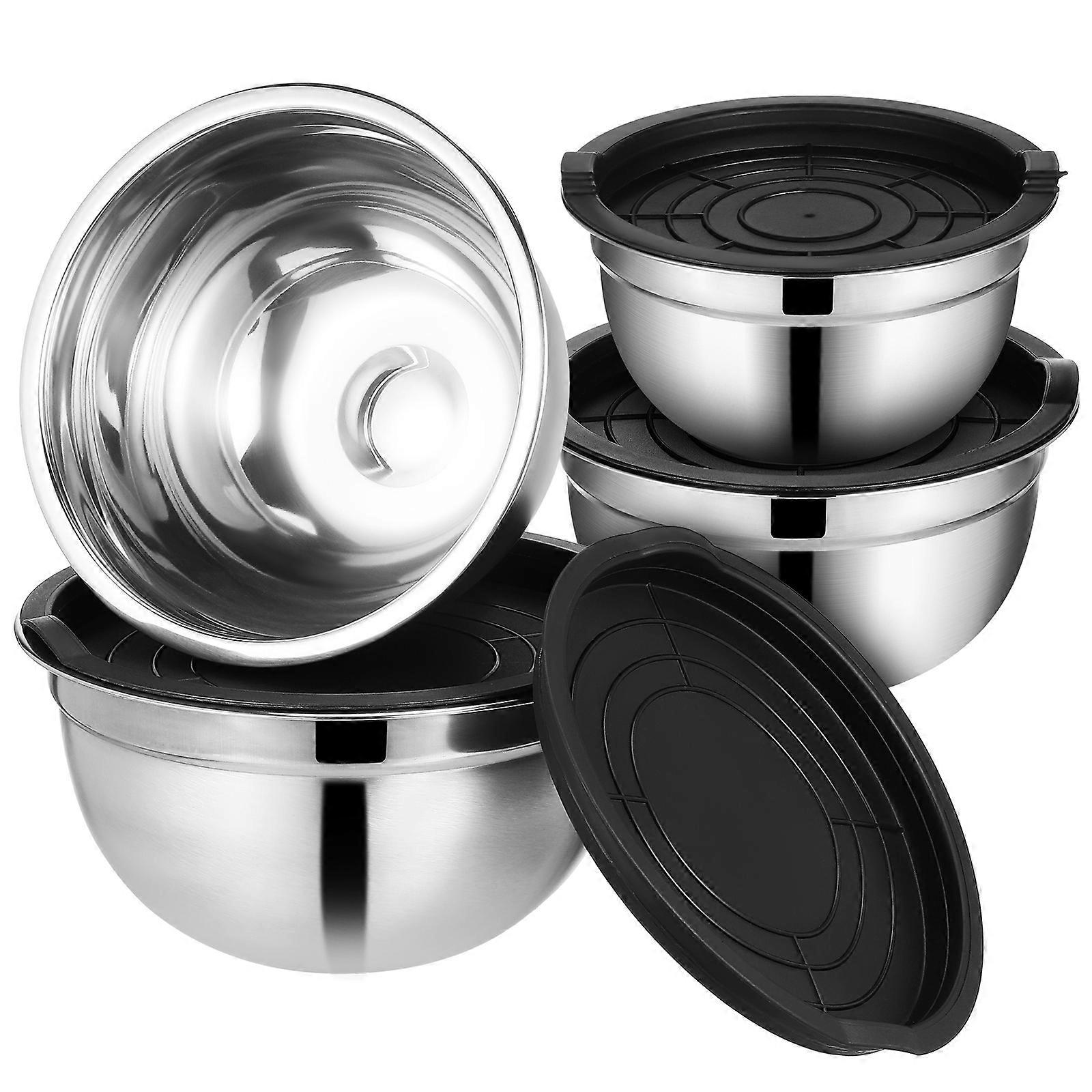 Nesting Bowls For Kitchen With Lids Multifunctional Use For Mixing Whisking Baking 14cm 16cm 18cm 20cm 4Pcs