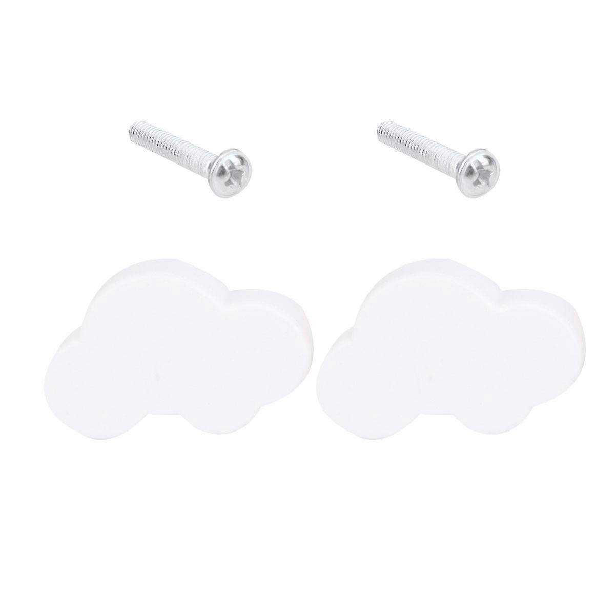 Cabinet Door Drawer Handle Cartoon Pattern Simple Design Rubber Pull Knob White 2Pcs