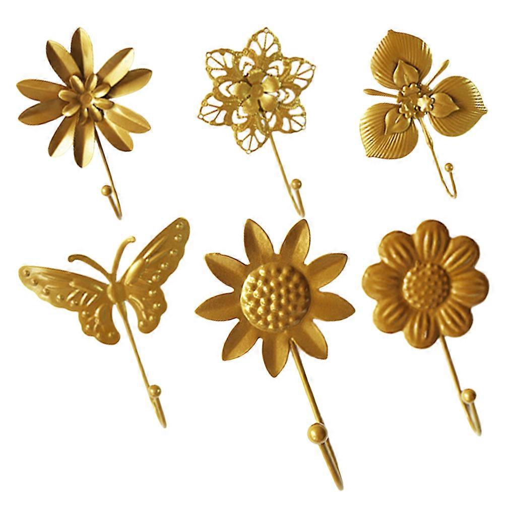 خطاف حائط معلق ملابس خطافات معطف زخرفية سهلة التركيب 5.9×4.3×0.8in 6 قطع الحديد