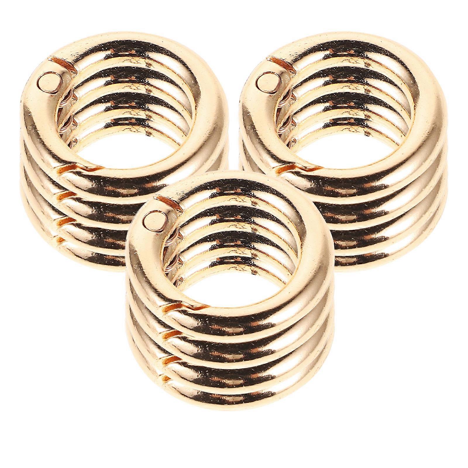 Golden Alloy Key Ring Clips with Spring Design for Decoration Use 16pcs