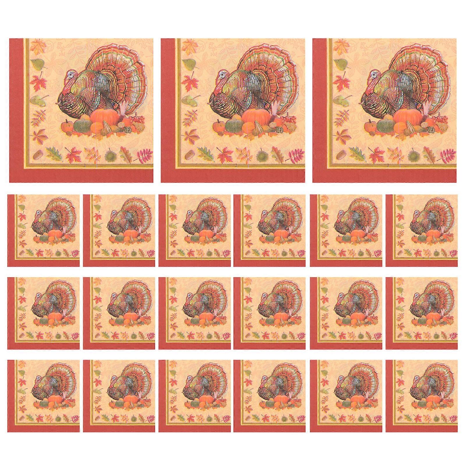 Holiday Napkins Thanksgiving Napkins Vibrant Colors Adorable Patterns 33x33cm Absorbent Paper Towel For Birthday Party 40Pcs