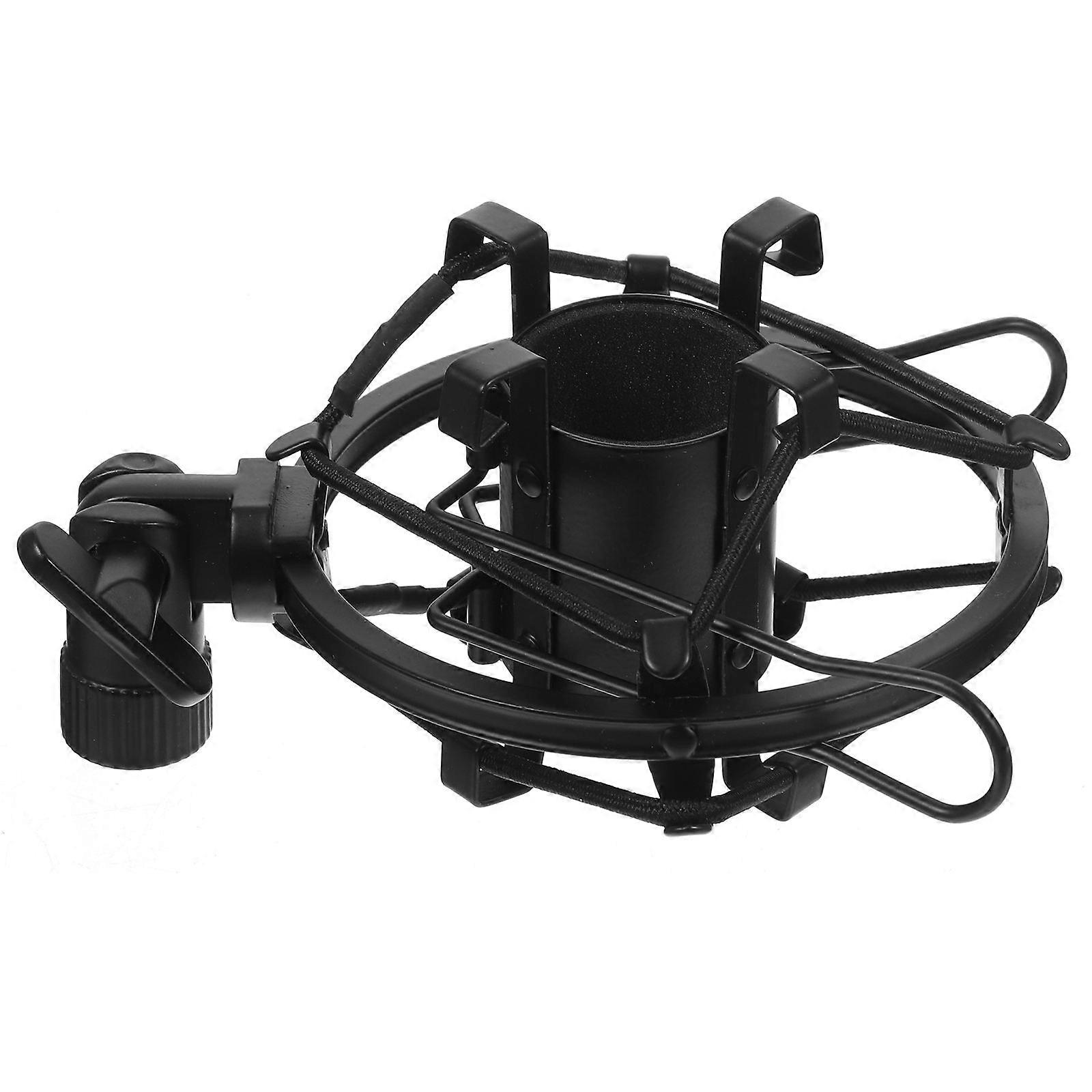 Black Microphone Shock Mount with Metal Bracket Clip for Studio Recording Large Diaphragm Condenser