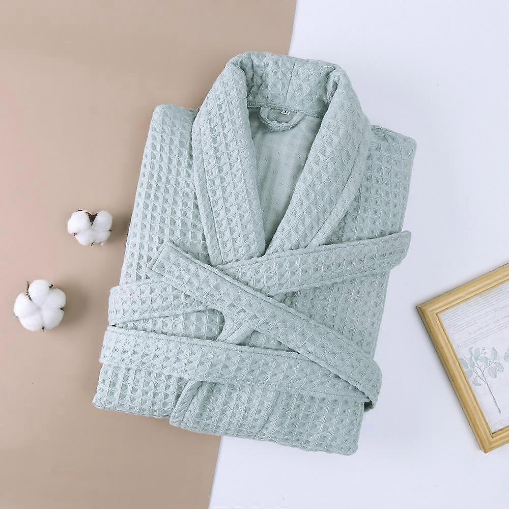 2 Layer Waffle Hotel Robe Men's 100% Cotton Kimono Bathrobe Towel Bathrobe Absorbent Robe Women's Long Pajamas Pajamas