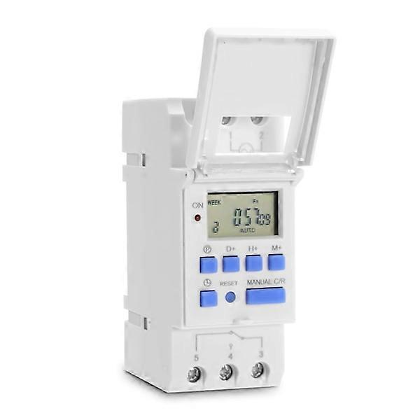 LCD display timer, 220°C, 15A, weekly programmable relay, for street lighting and household appliances.