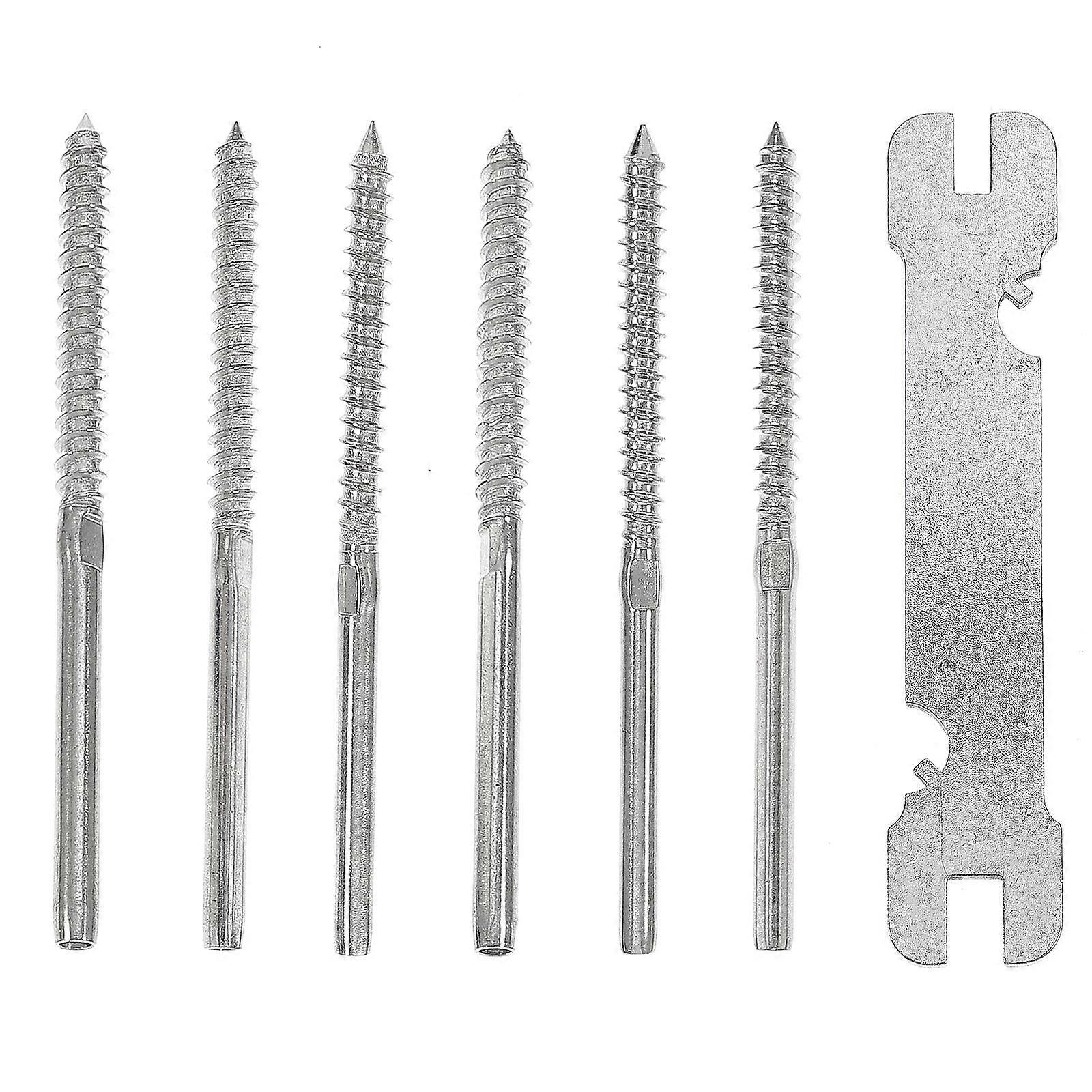 Wire Railing Kit with Square Head for Outdoor Use 1/8 Inch Silver Rotates Wire Rope Same Direction 3 Pairs