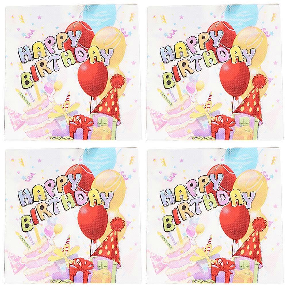 Serviettes de table jetables Happy Birthday Serviettes en papier Serviettes de table absorbant l’eau 33x33cm 80 feuilles
