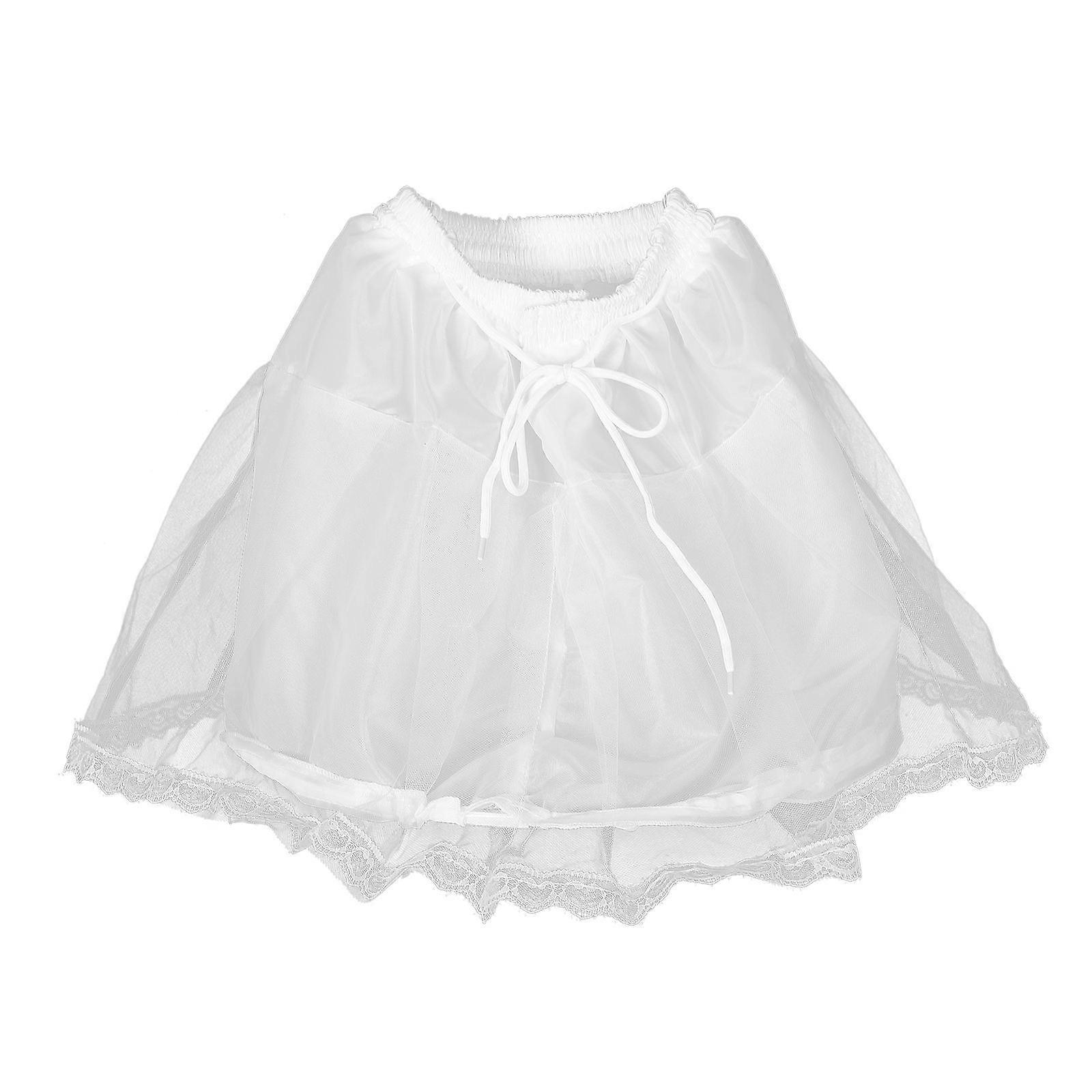Tutu Underskirt Slip Hoopless Elastic Waist Petticoat for Girls Special Occasions White 1Pack