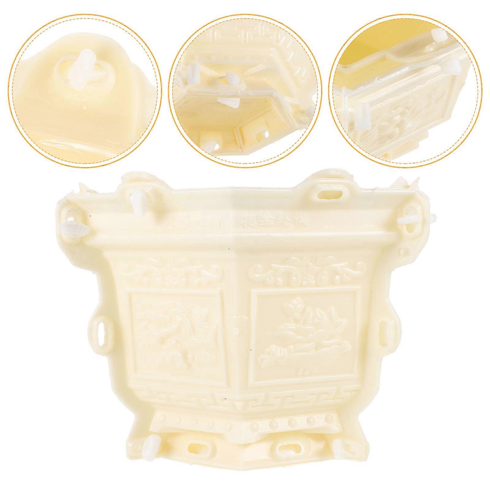 Beige ABS Planter Mold for Kitchen Use Create Unique Hexagonal Flower Pots 6 Inches