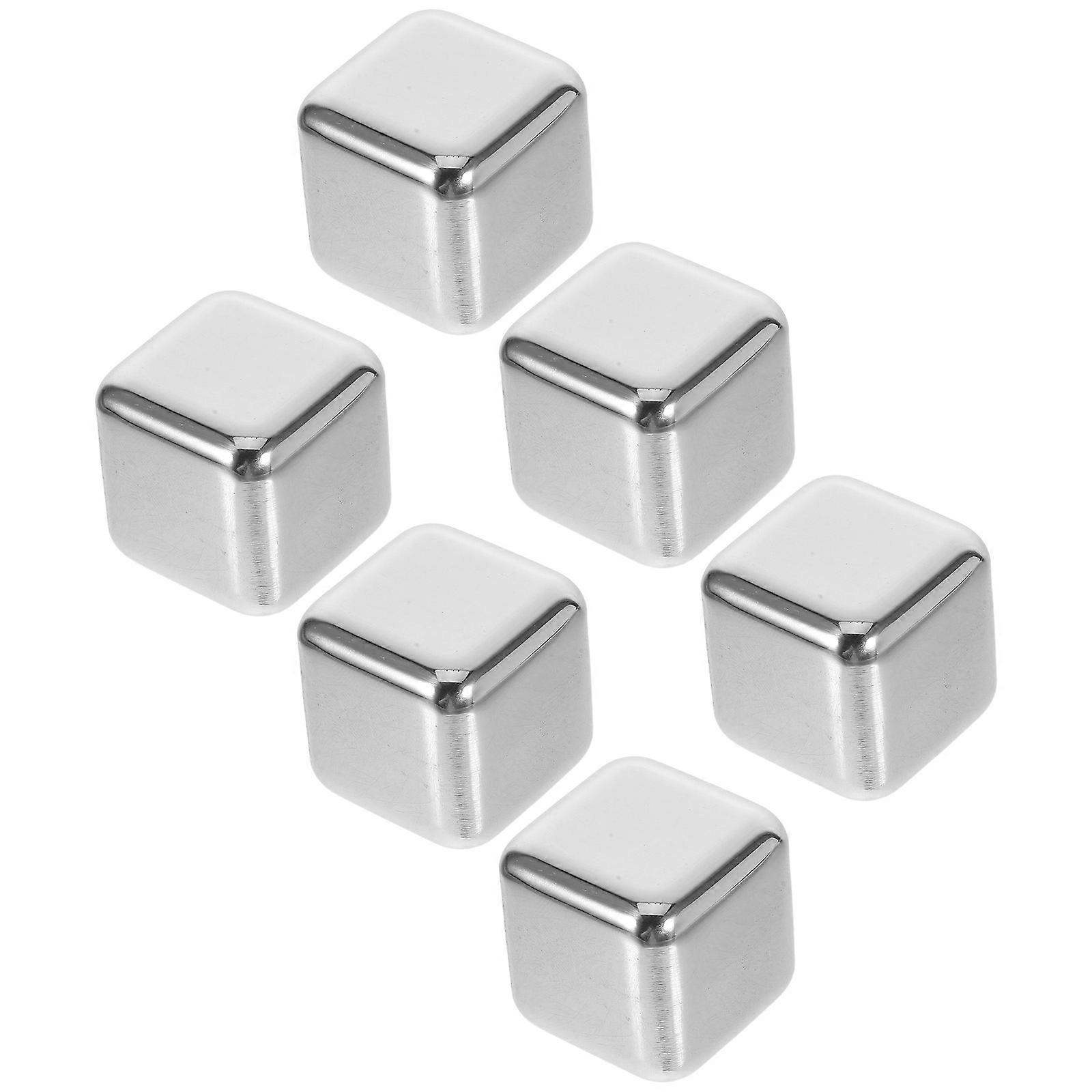 Beverage Chiller Stones Reusable Metal Ice Cubes For Whiskey And Wine Elegant Design Silver 6Pcs Cooling Flavor Preservation