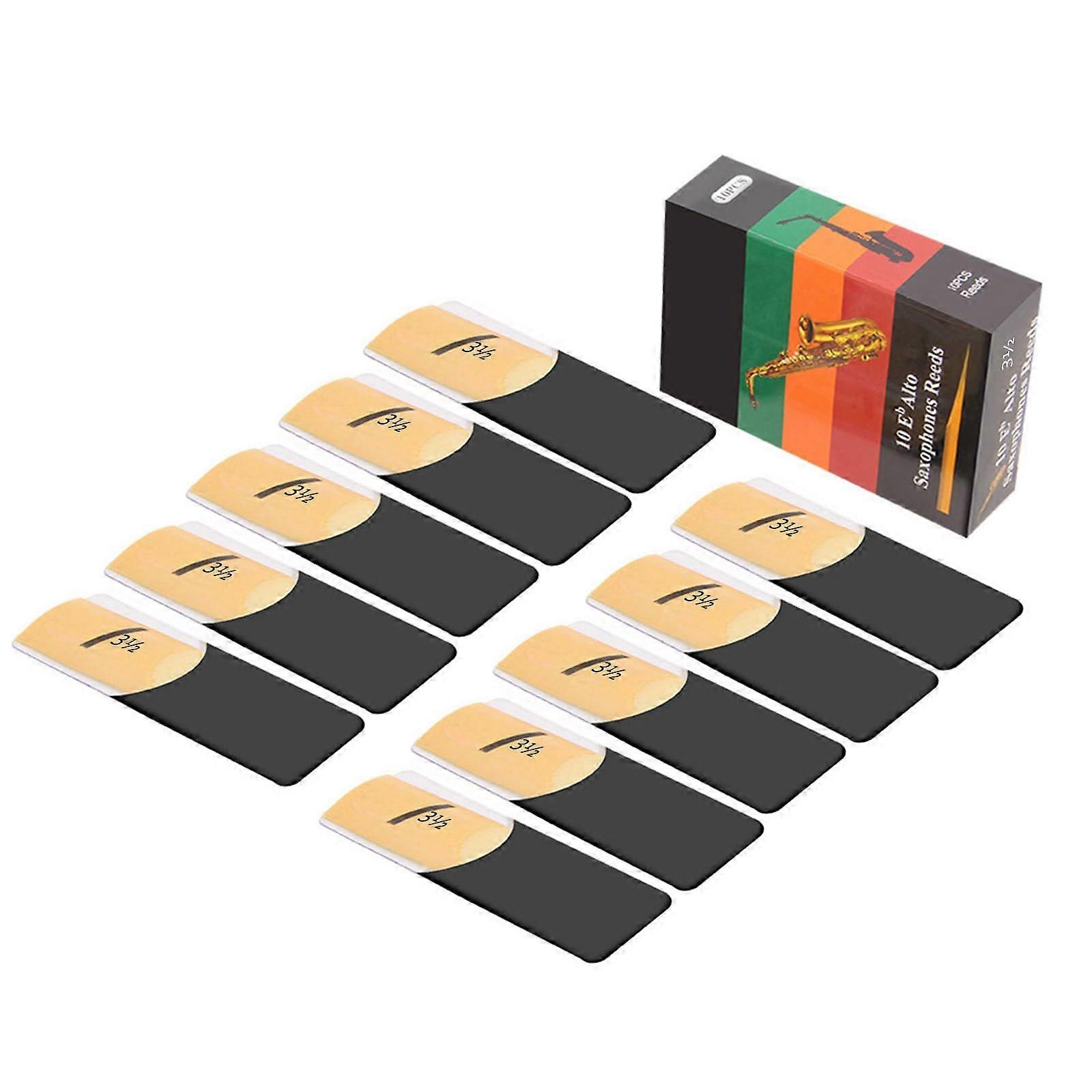 Alt Saxophone Reeds 10-Pack, Sizes 1.5, 2.0, 2.5, 3.0, 3.5, Durable Quality for Alto Saxophonists