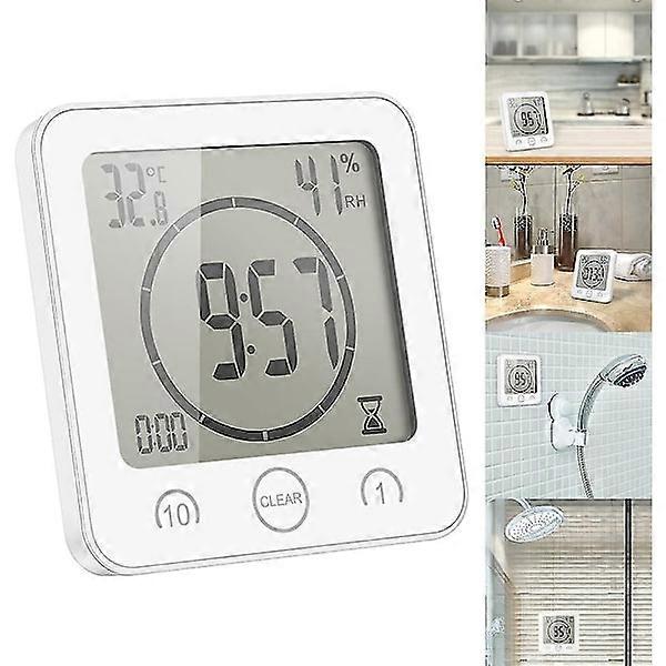 2024 Waterproof Shower Clock, Touch Shower Timer Clock (white)