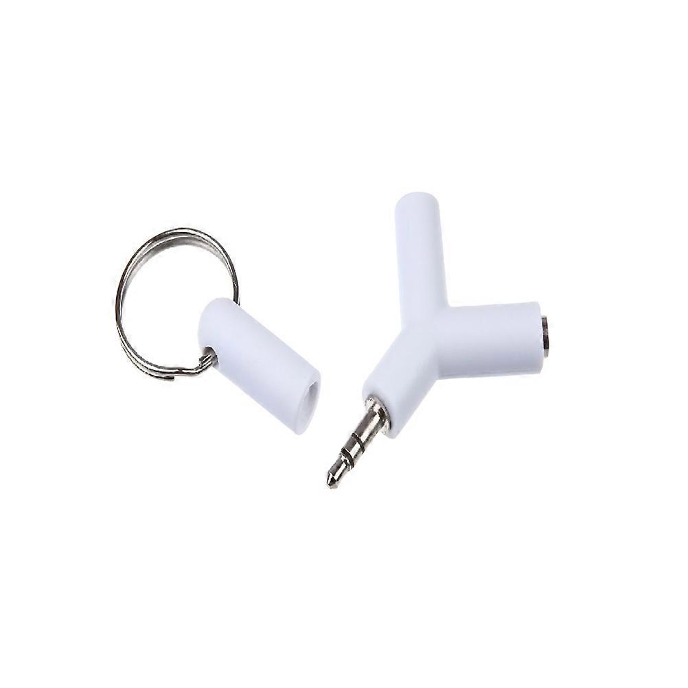 White 3.5mm Stereo Audio Splitter Adapter for Earphones Easy to Carry with 2-Way Connection