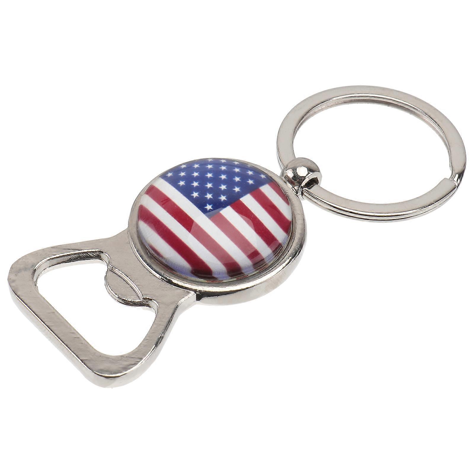 US Flag Bottle Opener Keychain Made of Metal for Key Holding Assorted Color