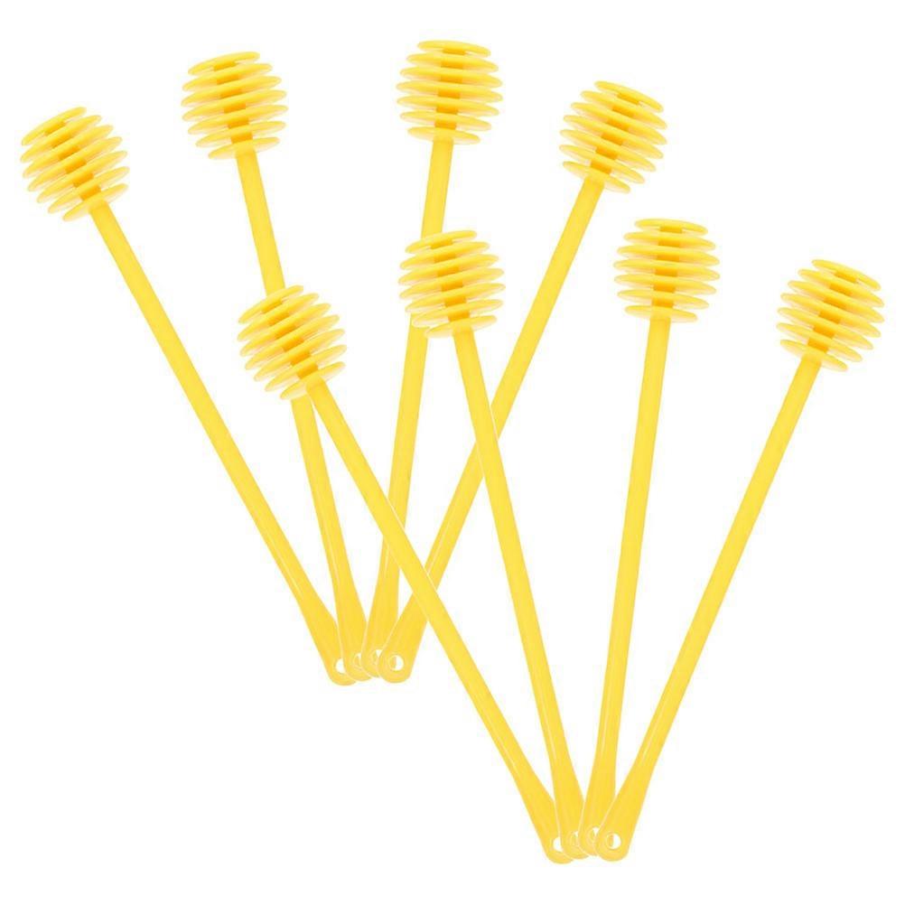 Yellow ABS Honey Dipper Sticks for Stirring Use Ergonomic Design Durable Material 8pcs Set