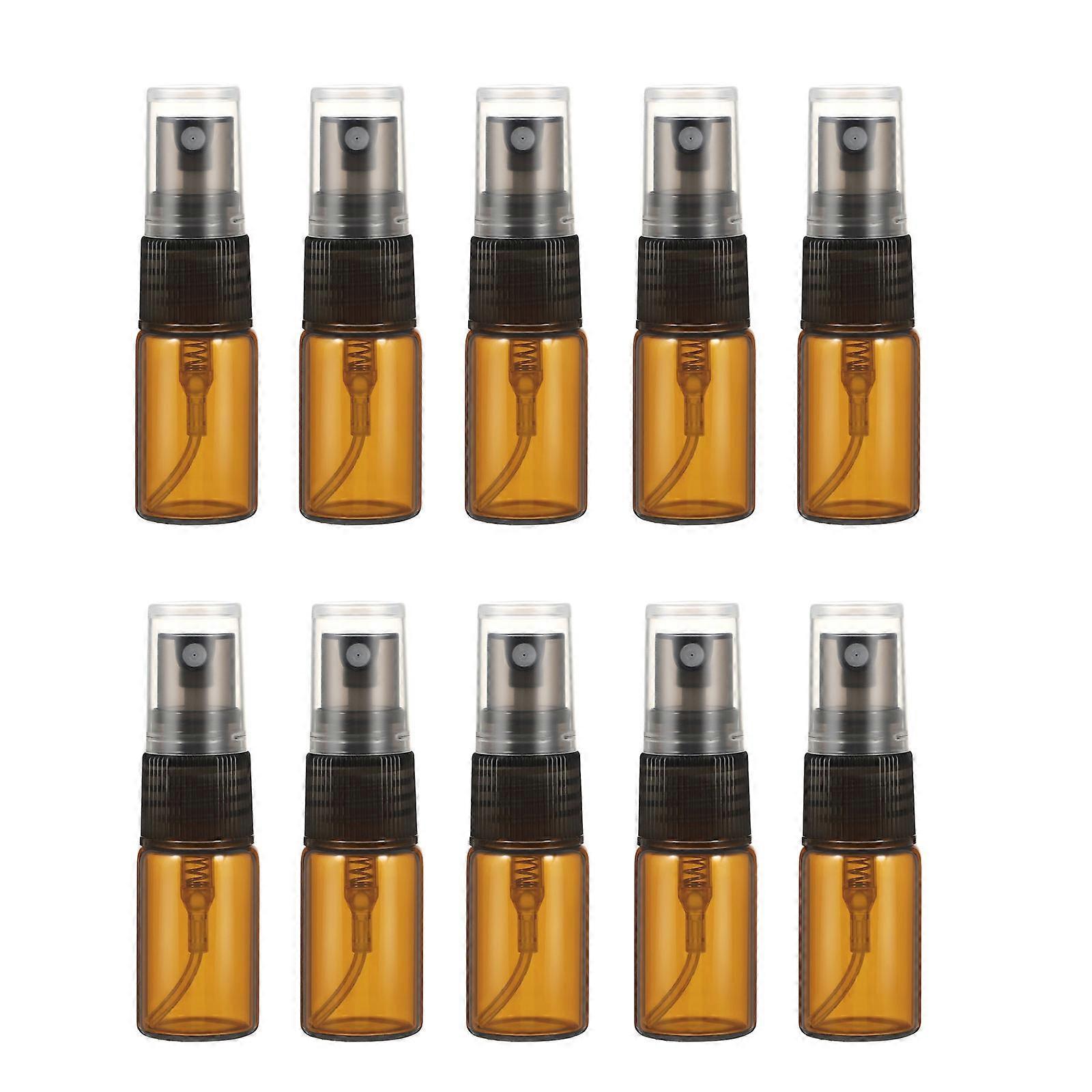 Brown Glass Spray Bottle Set Refillable Perfume & Liquid Dispenser for Travel, Makeup, and Outdoor Use Fine Mist Atomizer (10pcs)