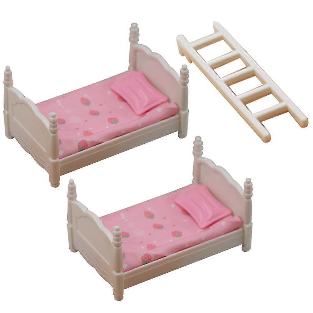 Double- Mini Bunk Bed Model Toy For DIY Mini House Supplies Assorted Color Decorative 1 Set