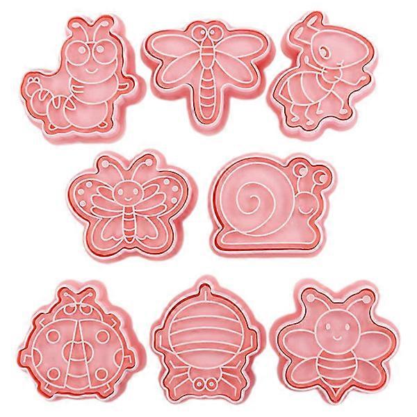 8 pcs Flexible PP Insect Shape Cookie Molds Quick Release DIY Pastry Kitchenware