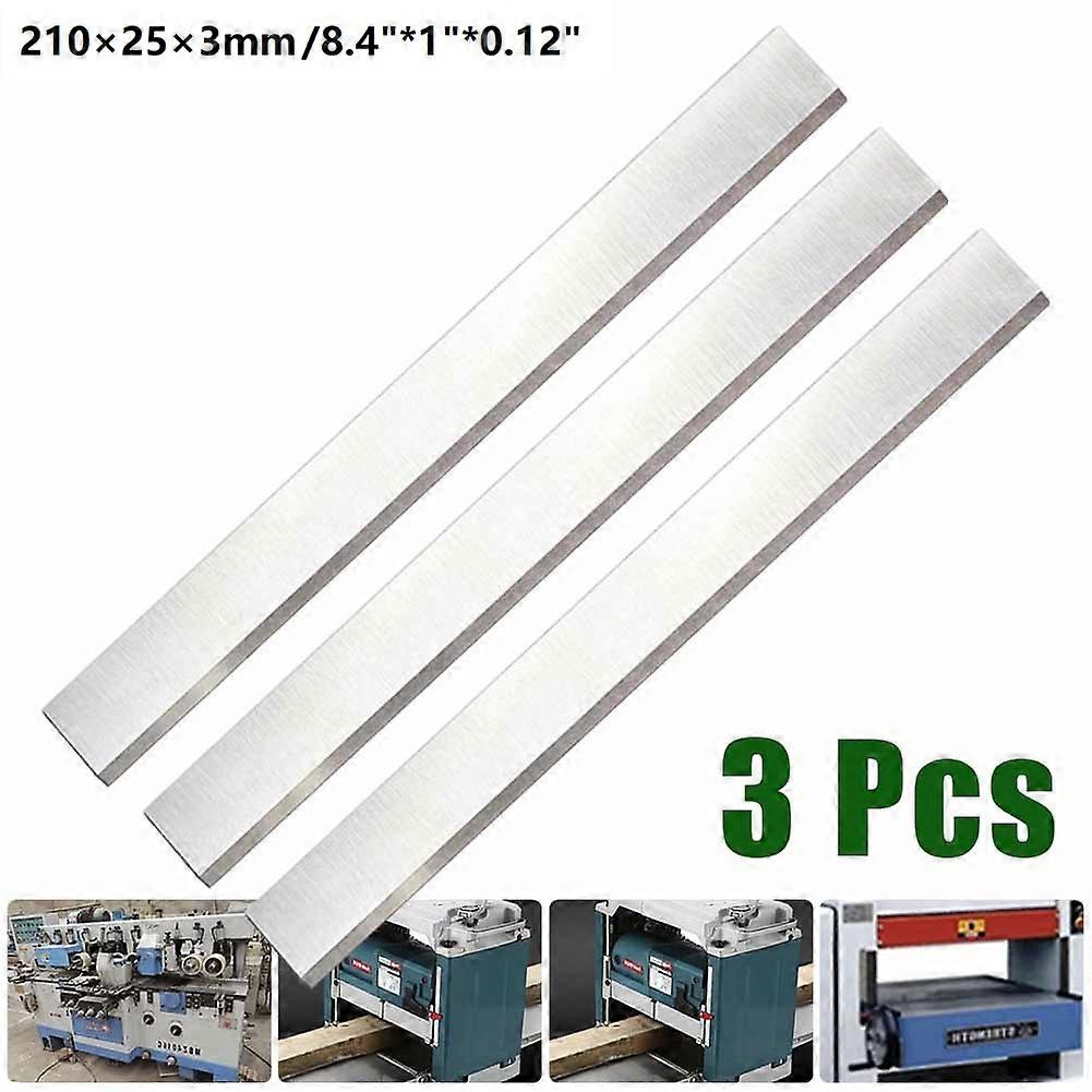 3pcs 8.4in 210× 25×3mm HSS Planer Knives Wood Blade Accurate Cutting for Wood Furniture Line Photo Frame Crafts
