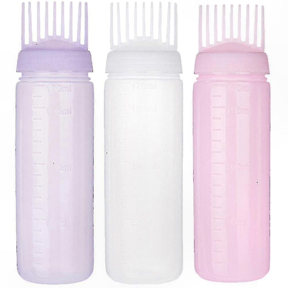 3-Pack Hair Coloring Applicator Bottles with Root Comb for Easy Dye Application
