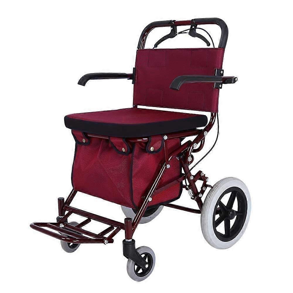 Rollator With Seat Folding Four-Wheel Walker For Elderly Hopeful, Aluminum Frame, 4 Wheels, Seat, Shopping Trolley