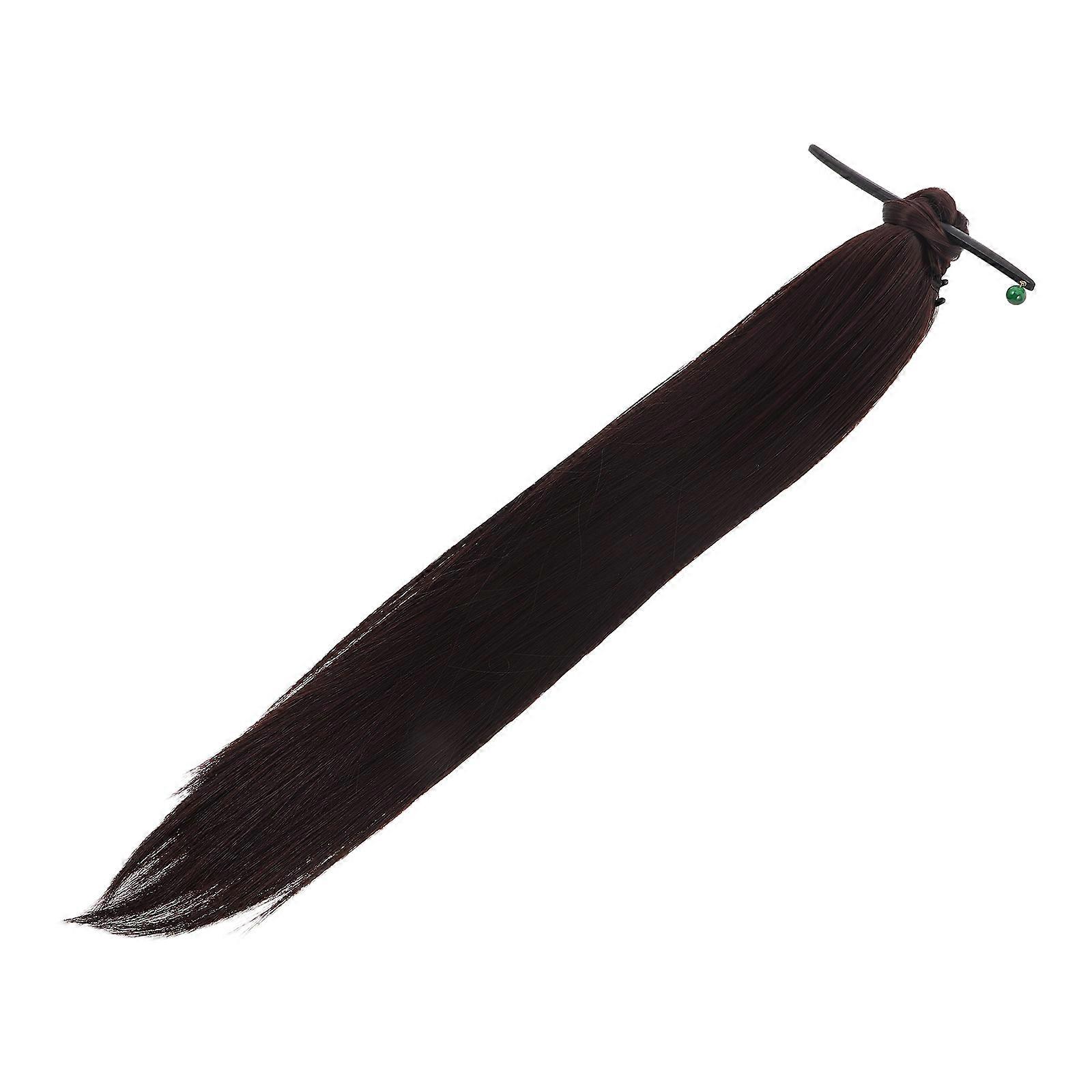 Lightweight Brown Synthetic Ponytail Extension for Women – Clip On Hairpiece for Hanfu, Traditional Attire & Cosplay – Claw Clip Design