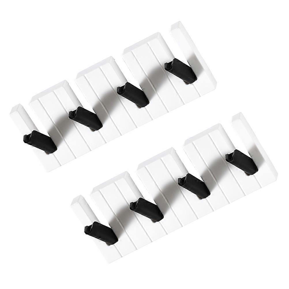 Hanging Hook 2Pcs White Plastic Punch Free Storage Rack Space-Saving Design Shelf for Home Use