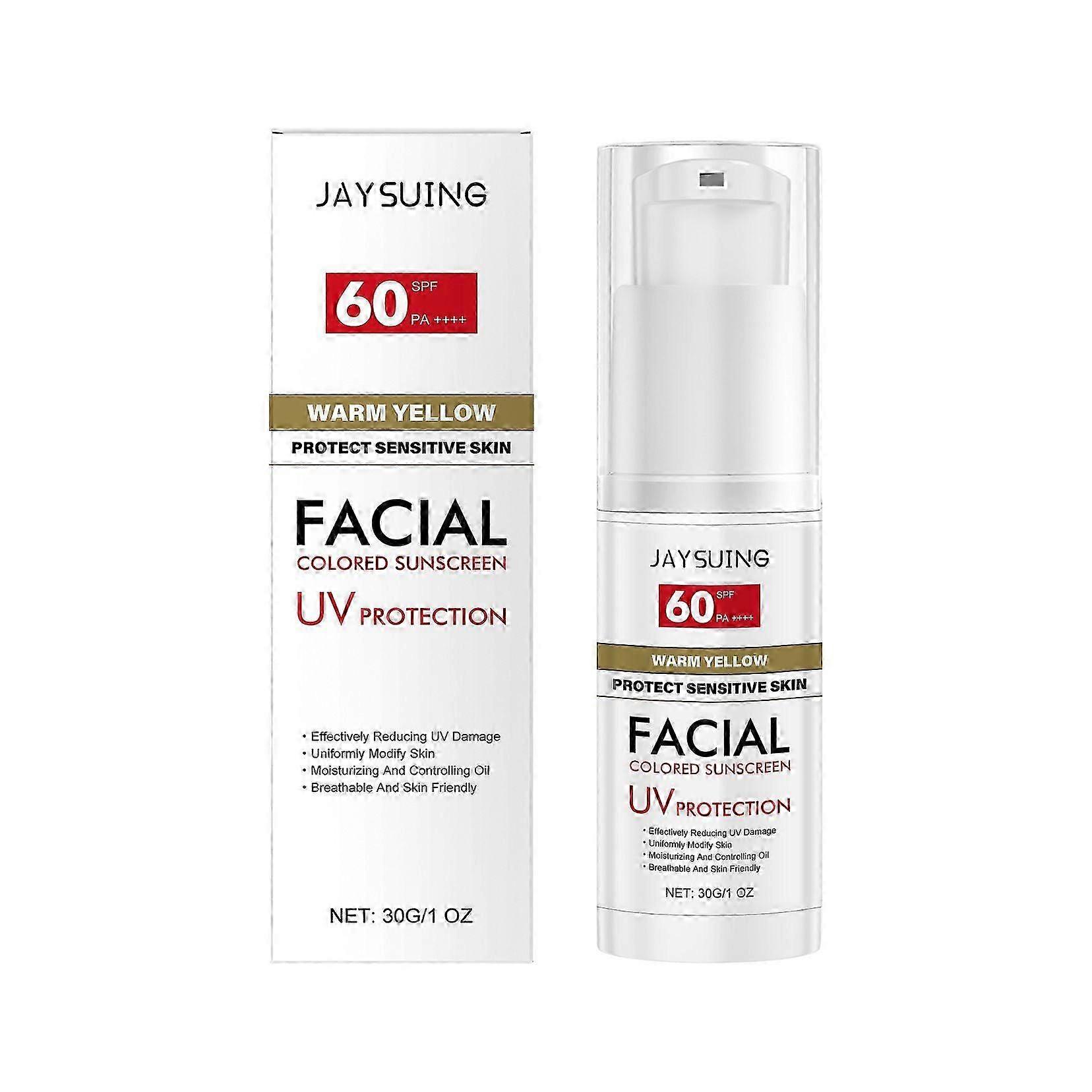 واقي من الشمس ملون للوجه SPF 60 ، مرطب للوجه SPF 60 ملون للبشرة الحساسة ، كريم شمس يومي ملون للوجه ، خفيف وغير دهني ، غطاء طبيعي