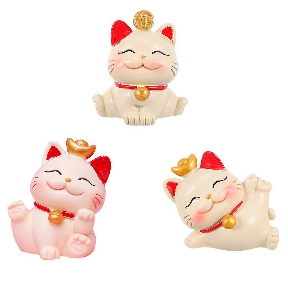 Chic Resin Cat Sculptures 3Pcs Suitable For Bookshelf And Car Decorations Enhancing Micro Landscape
