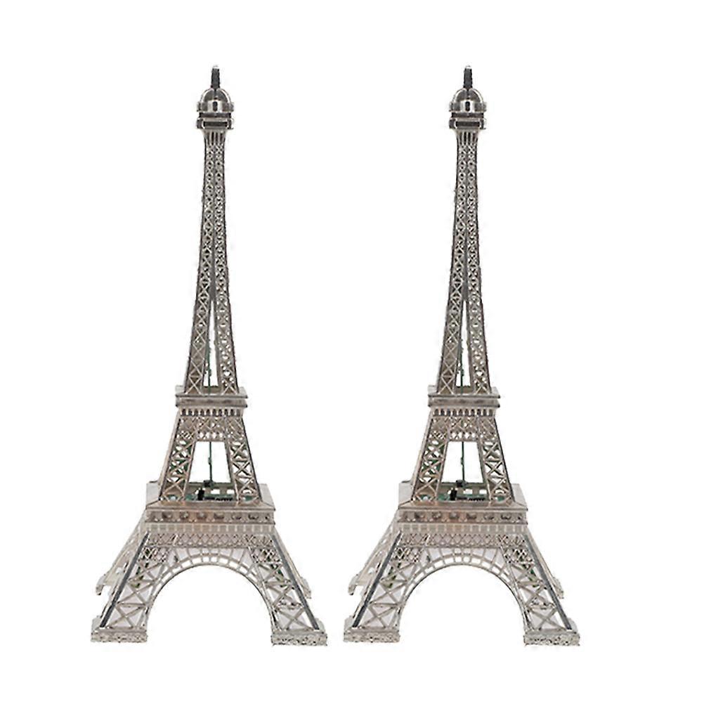Eiffel Tower LED Light Up Desk Ornament Silver Zinc Alloy Plastic for Bedside Table Lamp