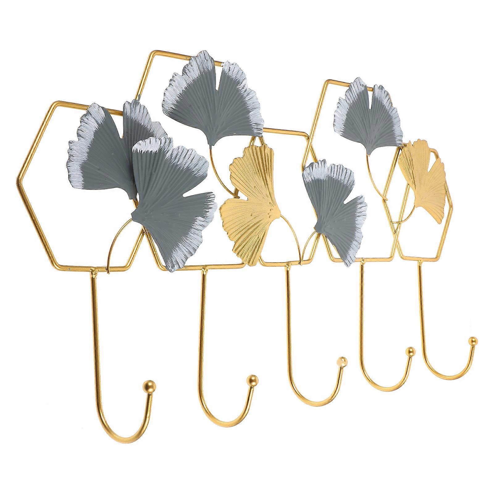 Mount Coat Hook Rack with 5 Hooks for Home Made of Iron Organizes Towels Clothes 5Hooks