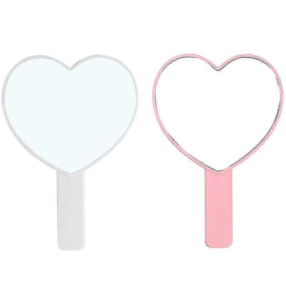 Miroir portable de voyage en forme de cœur, miroir à main cosmétique avec poignée