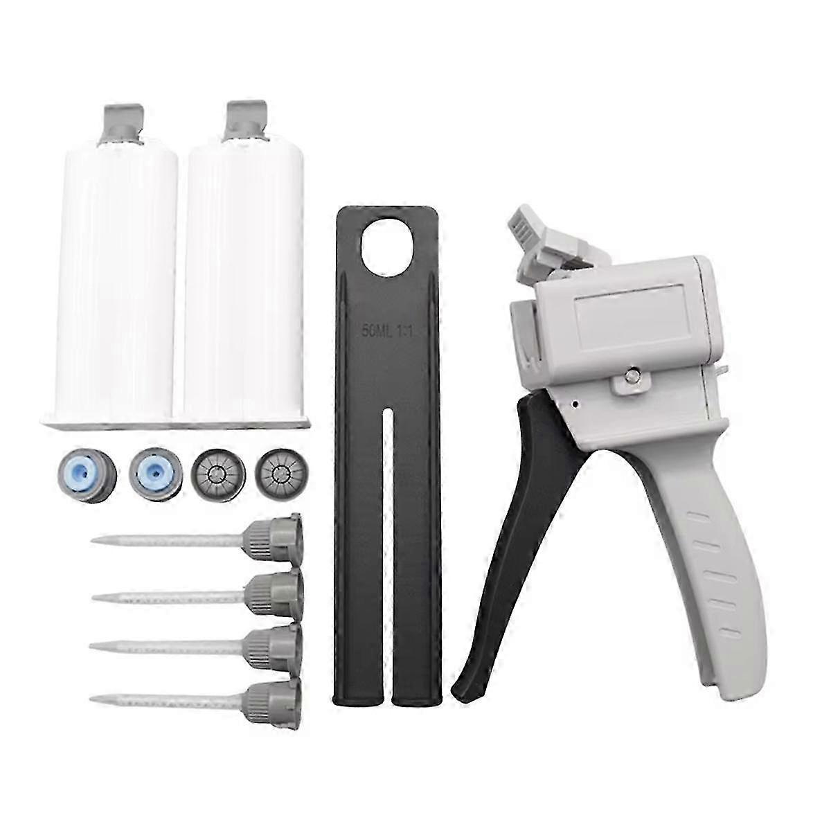 50ml Dispensing AB Glue Two-Component Glue Epoxy Resin with 4 Mixing Needle 2 Empty Dual Cartridges 2025