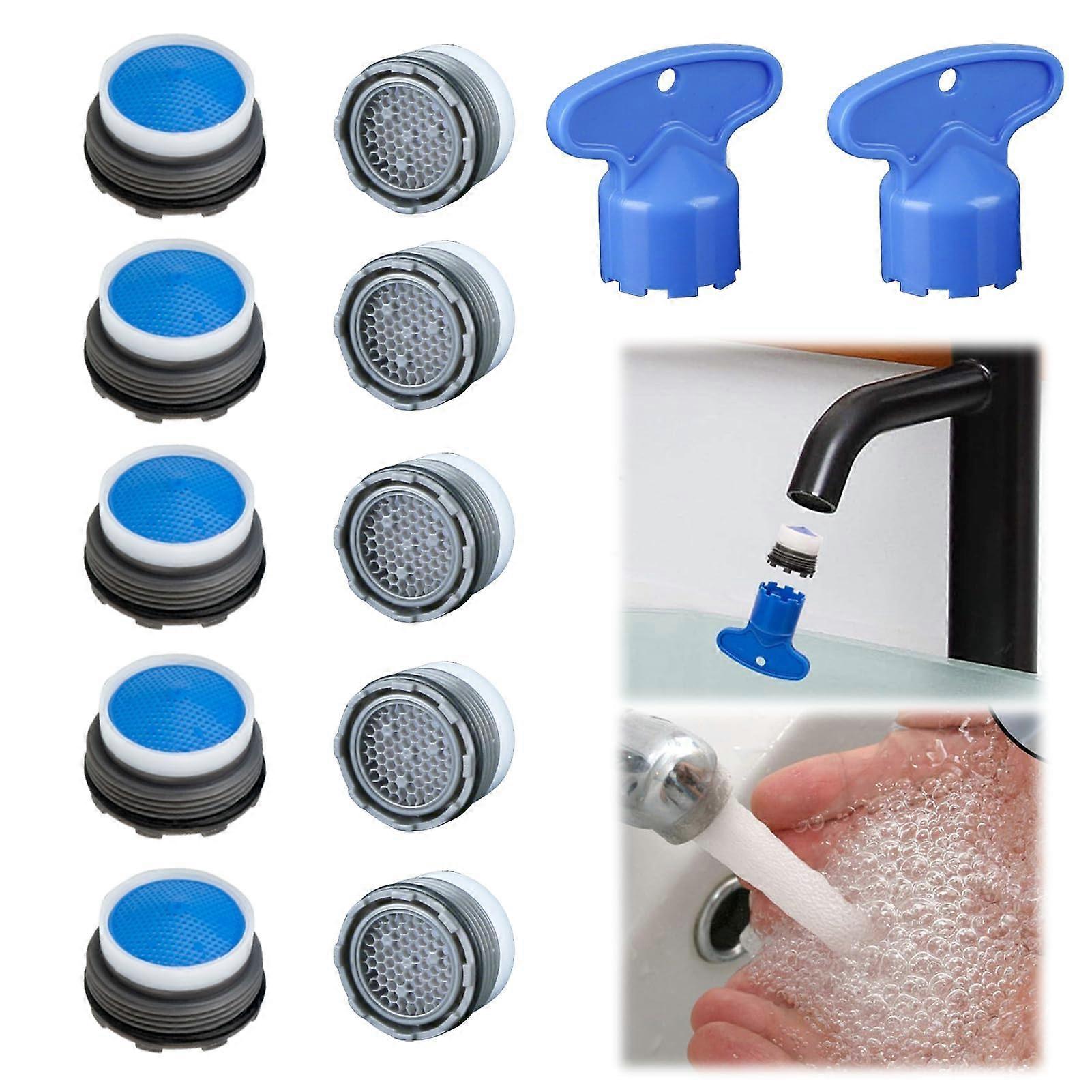 10 Piece Tap Strainer Set with M18.5 Aerator, Plastic Strainer Insert, 2 Mixing Nozzle Keys for Kitchen and Bathroom Use