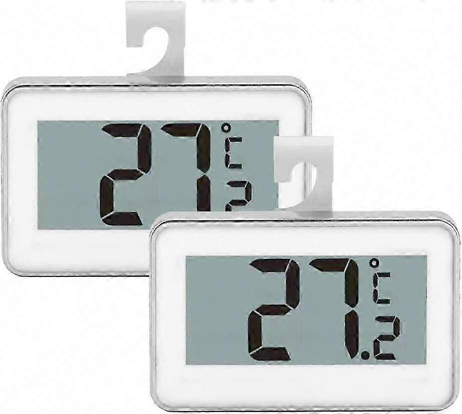 2-Pack Fridge Freezer Thermometer with Hanging Hook for Refrigerator (White)
