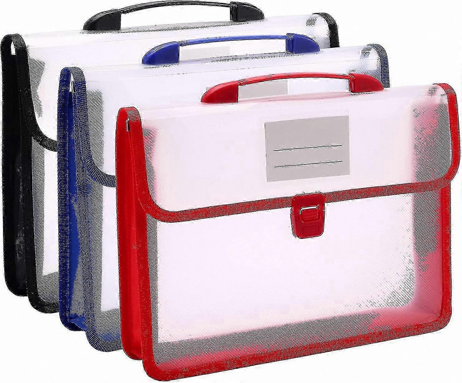 Transparent Polypropylene Document Holders, 3-Pack A4 Size with Handles and Card Slot