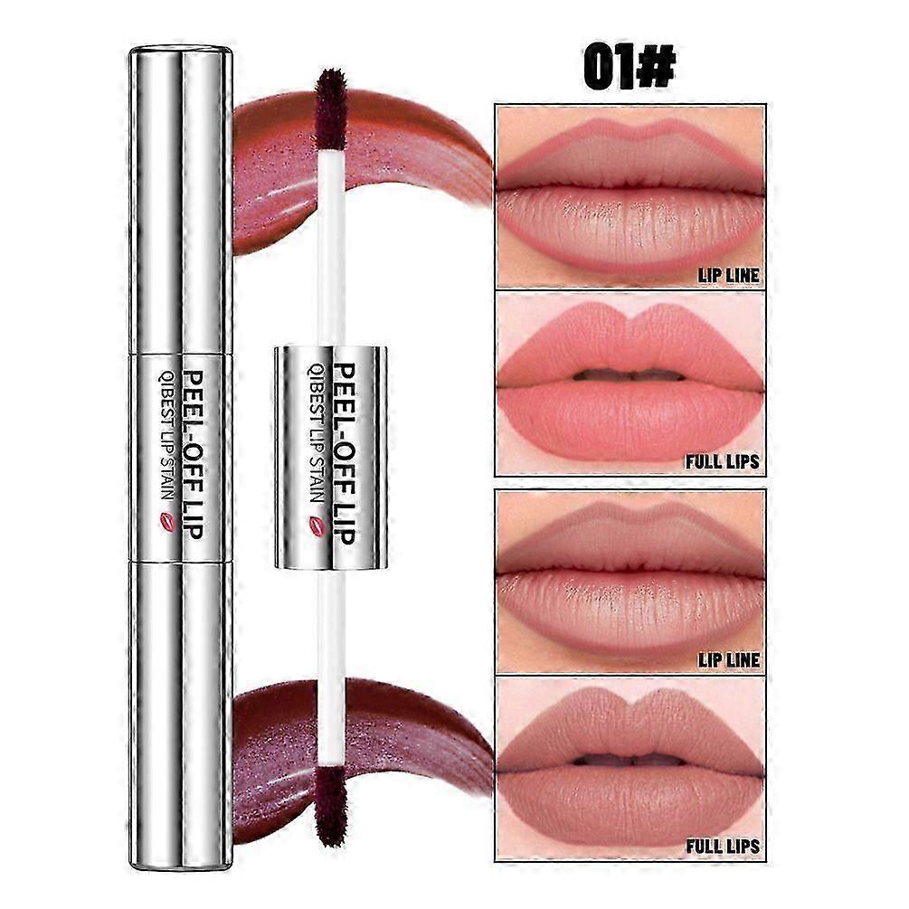 Peel Off Lip Stain & Lip Liner, Double-Ended 2 Colors Lip Tint Peel Off, 2 In 1 Matte Lip Liner Easy To Carry, Waterproof & Transfer-Proof Peel Off Li