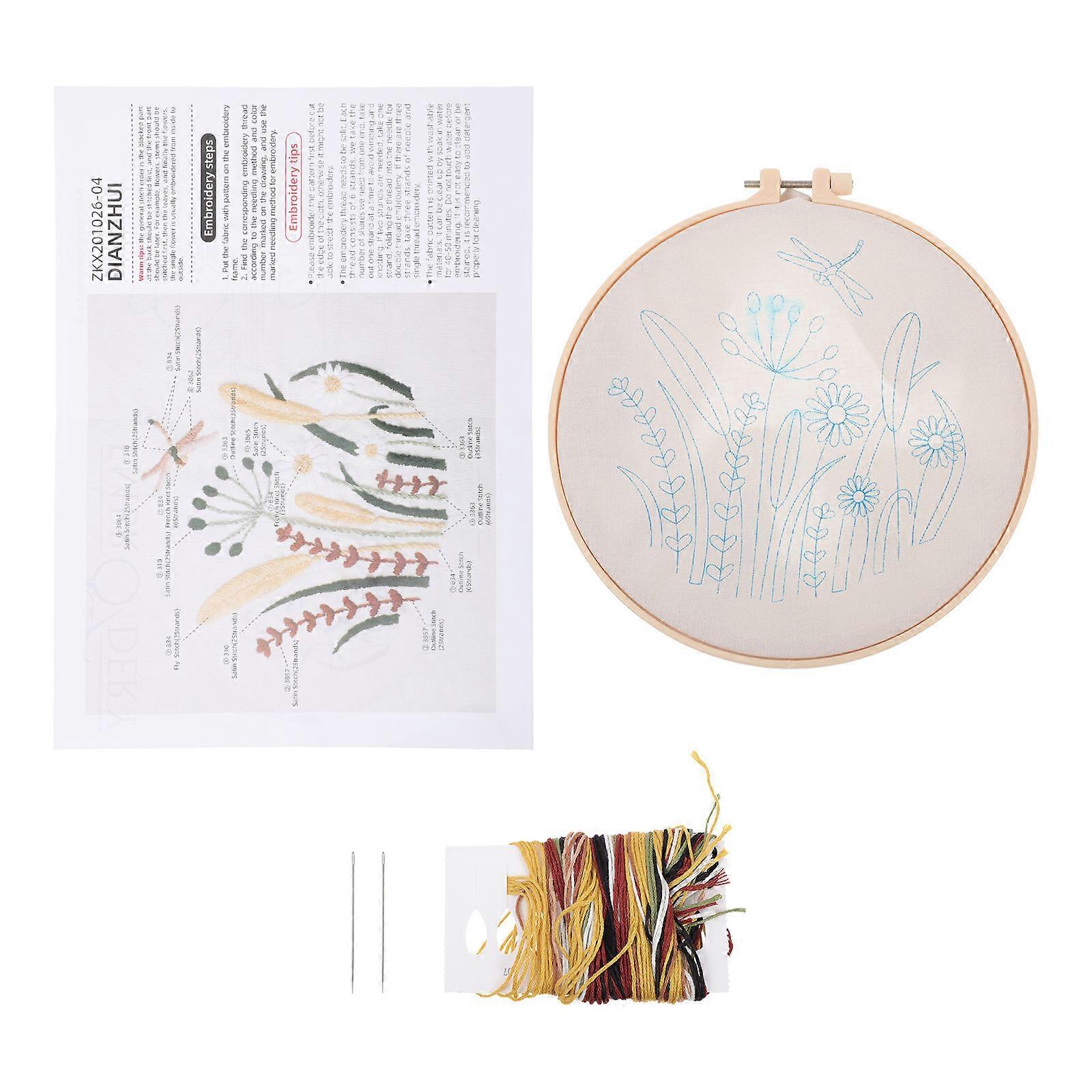 Diy Embroidery Kit Elk Flowers Contracted Three-Dimensional Materials for Party Decoration Linen Multi Color 1 Set