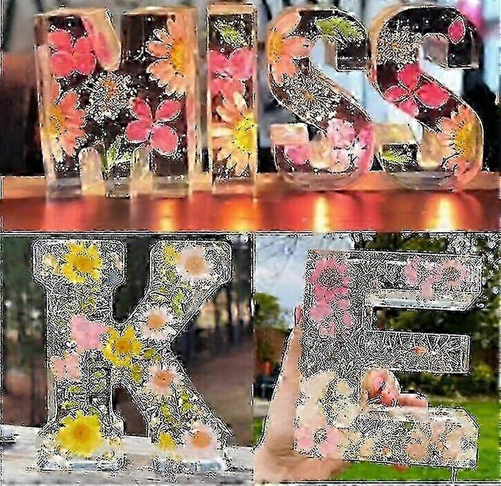 Pressed Flower Resin Letters With Led Light, Floral Resin Night Light 26 Letters Selection-k