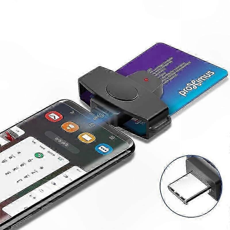 Type-C Smart Card Reader for IC ID SIM Bank Cards-Compatible with Laptop and Android Devices