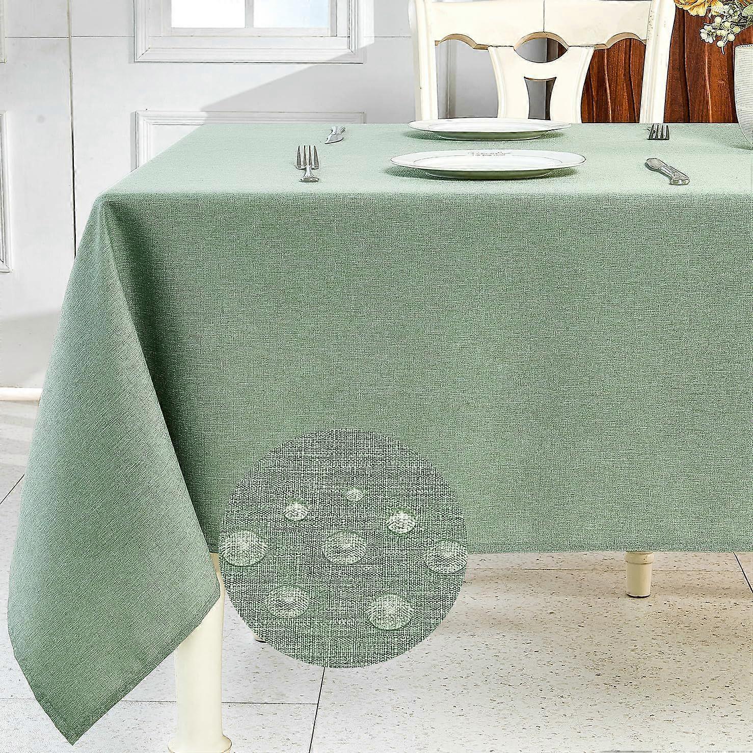 Textured Linen Table Cloth for Rectangle Tables  Sage Green Tablecloths