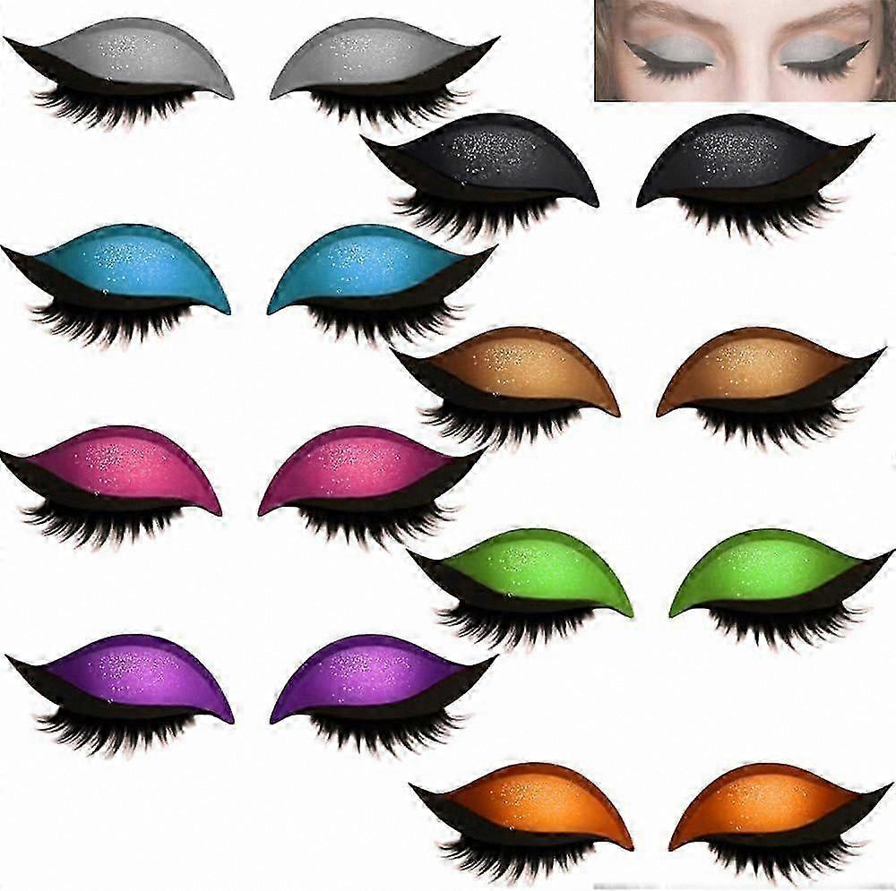 3-in-1 Reusable Eyeshadow & Lash Kit, Colorful Makeup Stickers with False Lashes, 8 Vibrant Shades for Eye Enhancement