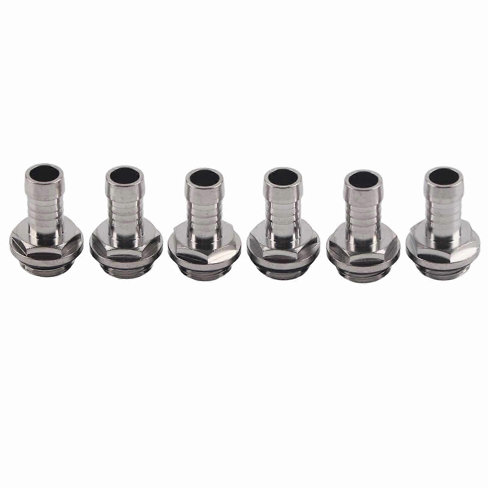 6 PCS PC Water Cooling TwoTouch Fitting G1/4 Thread Barb Connector for Tube 9.2mm