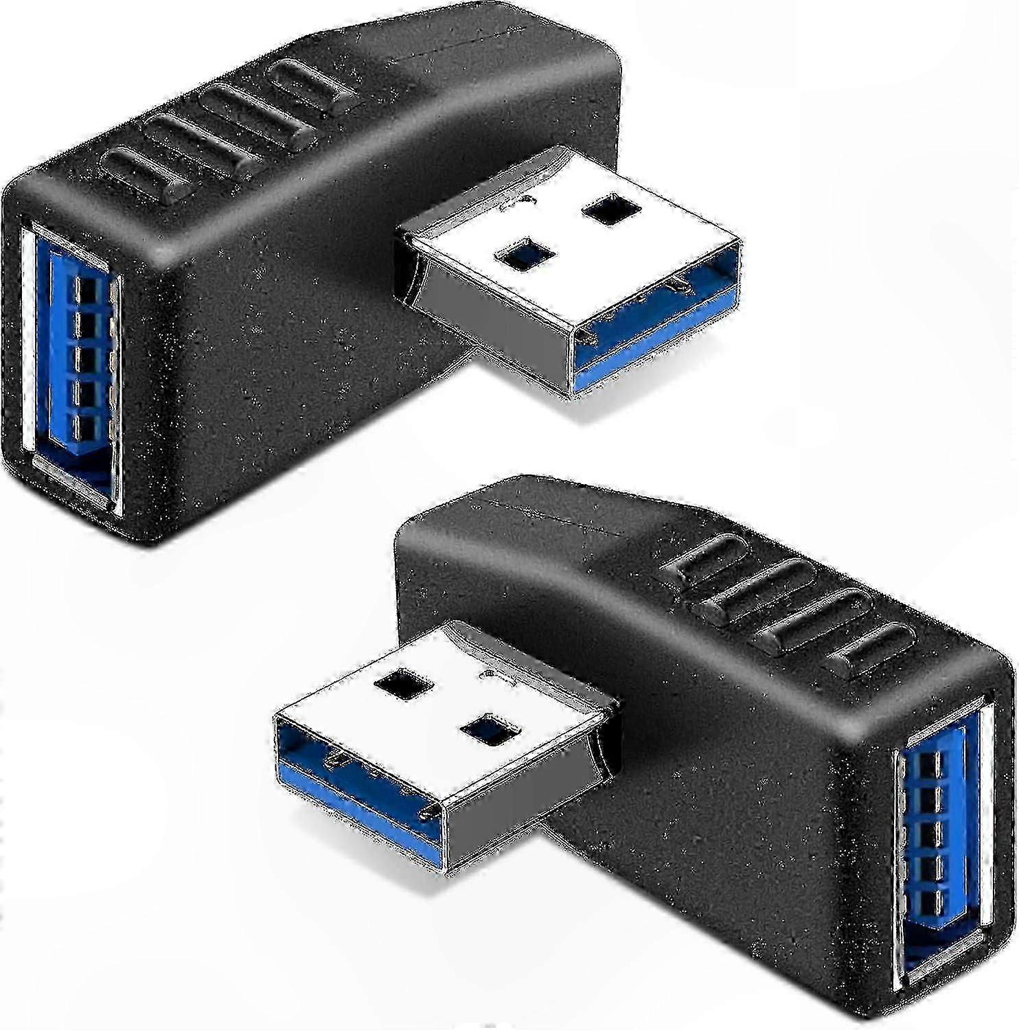 2-Pack USB 3.0 Right Angle Adapter Connector for Cables