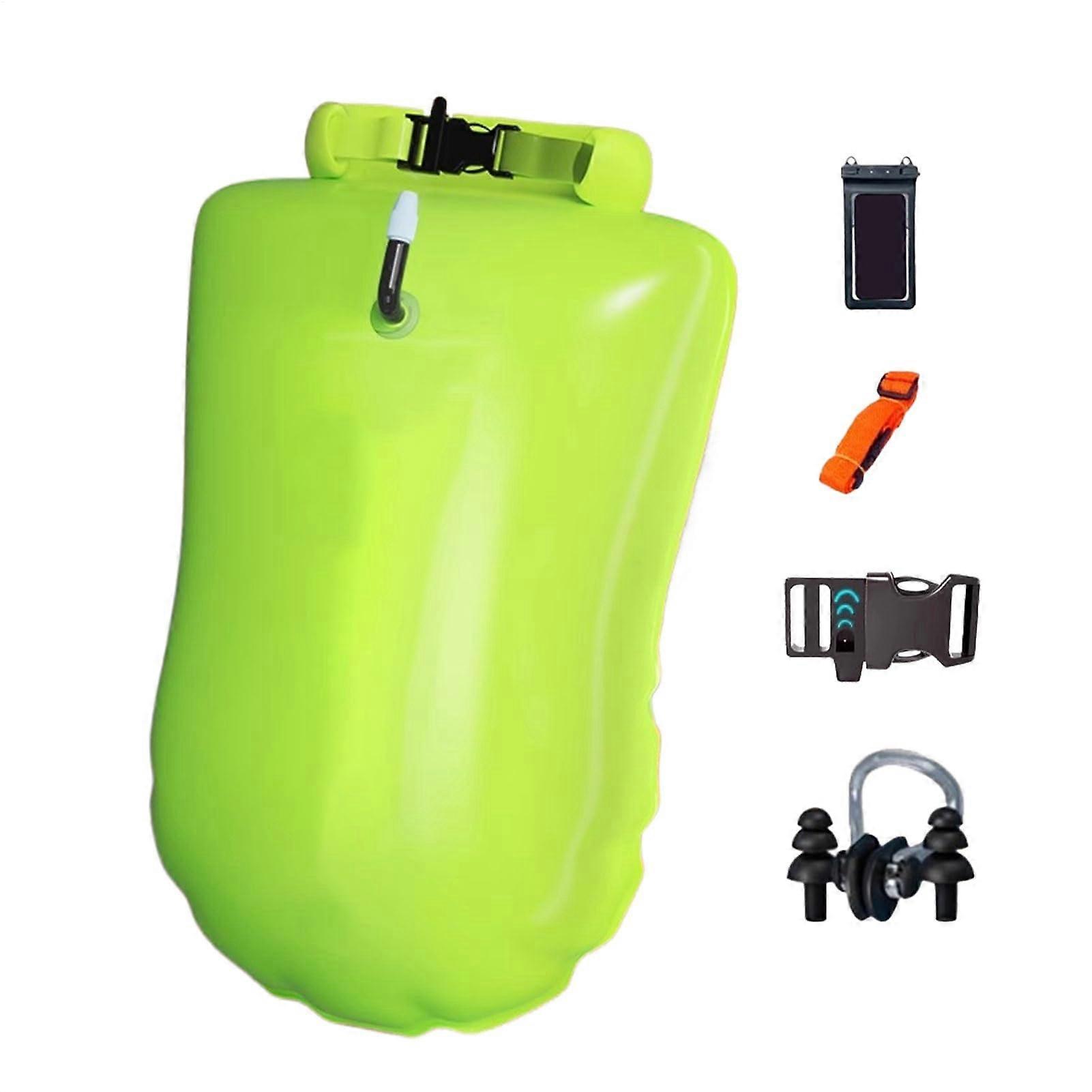 Open Water Swim Buoy Inflatable Safety Float Green for Open Water Swimming Beach Kayaking Boating