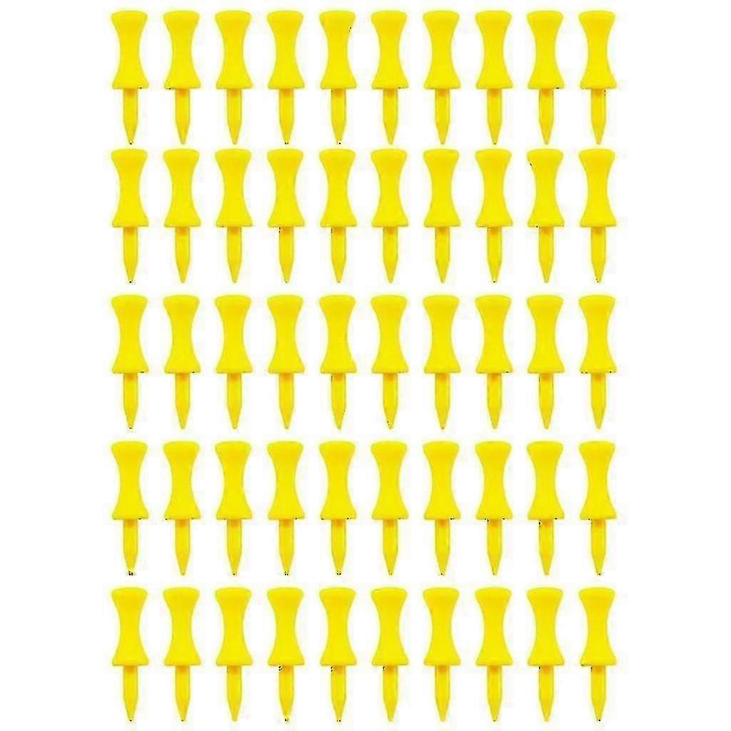 50pcs Golf Tees Unbreakable Plastic Reusable Bulk Professional Step Down Height 38mm Yellow