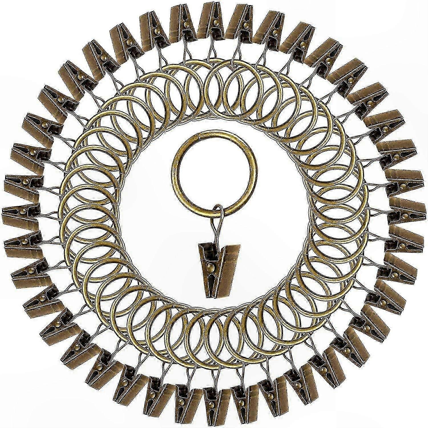 40PCS Rustproof Metal Curtain Clips with Rings for Home Drapery, Vintage Decorative Hooks for Hanging Curtains and Fabrics