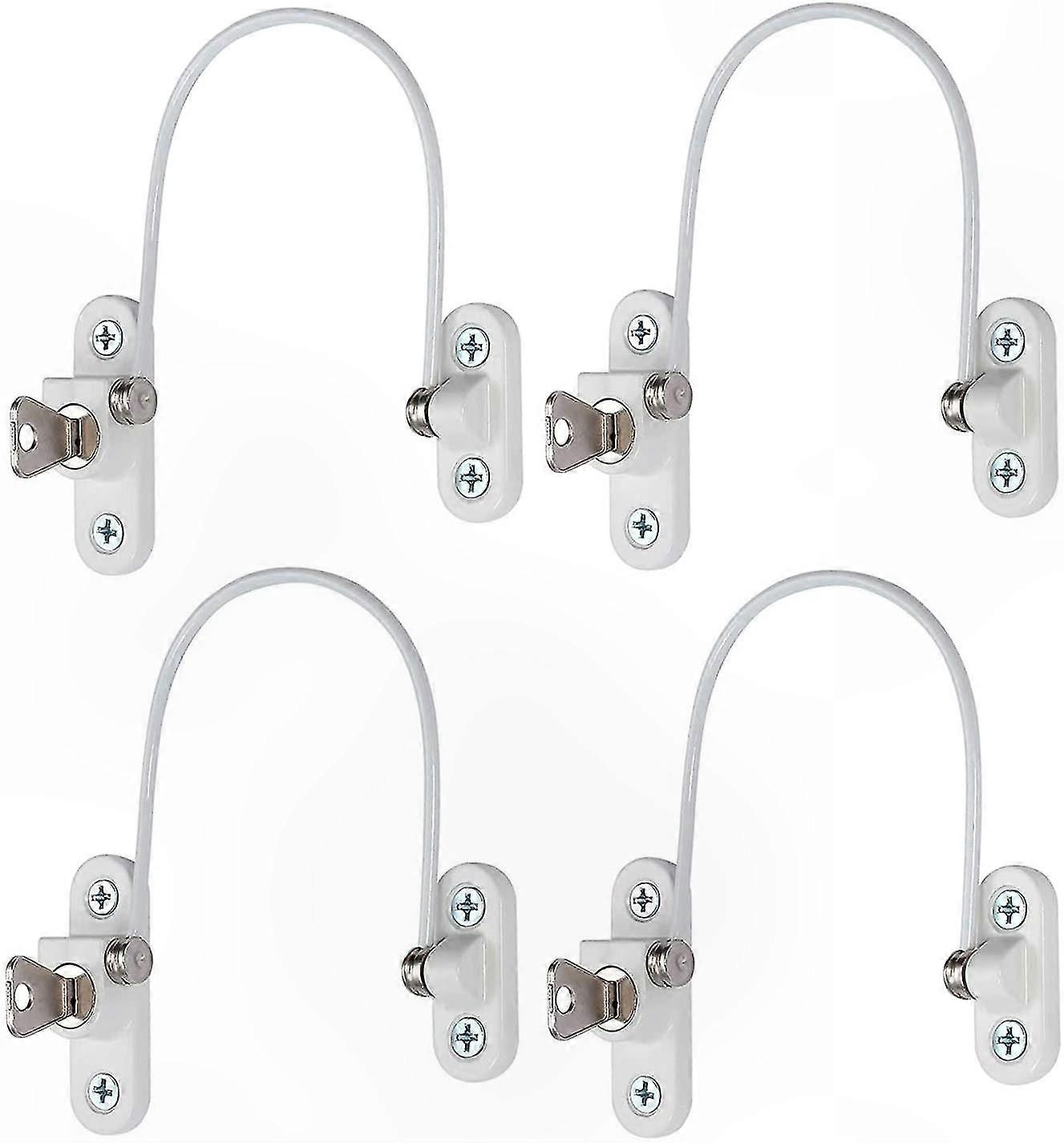 4-Pack Keyed Window Security Locks, Child-Safe Anti-Theft Cable Locks for Doors and Windows